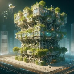 Poster - bio engineered buildings structures made of living tissue or bio