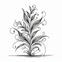 Poster - blind contour drawing of a plant a plant drawn without looking a
