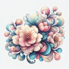 Poster - Blossoming Flower A delicate swirling pattern of pastel colors s