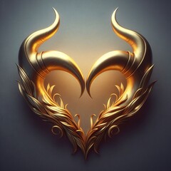 Poster - Bull Horns Forming Heart Golden bull horns intertwined to form a