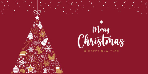 Wall Mural - christmasgreeting card with snowflake fir tree vector illustration
