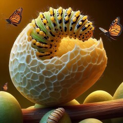 Poster - butterfly egg hatching detail present the process of butterfly e