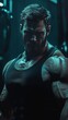 © ArtCookStudio - Strong man with muscular build preparing for workout in gym during evening light
