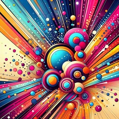 Poster - Color Burst with Dots Stripes and Gradient