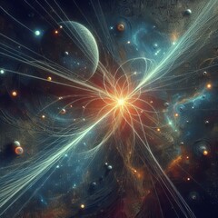 Poster - cosmic string a thin bright line stretching across the texture s
