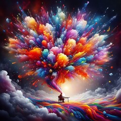 Poster - Creativity Unleashed A vibrant explosion of color and shapes rep