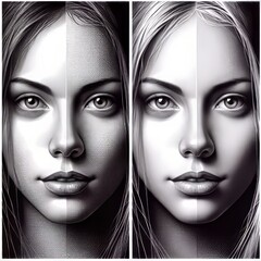 Poster - Crosshatched Portraits Portraits with crosshatching techniques f