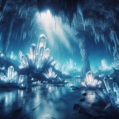 Poster - crystal cavern caverns filled with giant crystals
