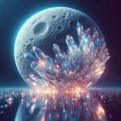 Poster - Crystalline Moon A moon with a surface covered in giant crystal