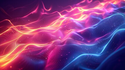 Poster - Abstract Pink and Blue wavy Lights.