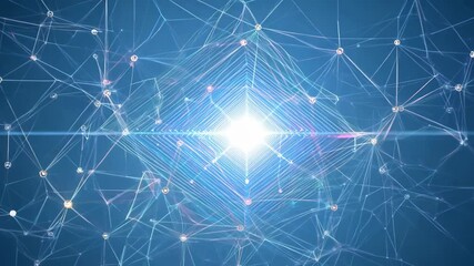 Poster - abstract digital blue color data network. 4k connected lines and dots backdrop.
