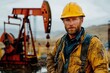 © EvgeniiasArt - Rugged oil worker standing by pump jack in industrial landscape
