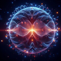 Poster - Depiction of photons emanating from a point source forming spher