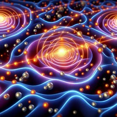 Poster - Depiction of photons interacting with quantum wells illustrating
