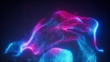 Poster - Gradient abstract glowing particles, 3d rendering.