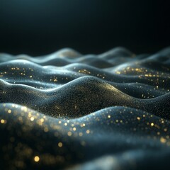 Poster - Futuristic Digital Wave,, Abstract Binary Code Particles, Technology And Science Banner, 3D render