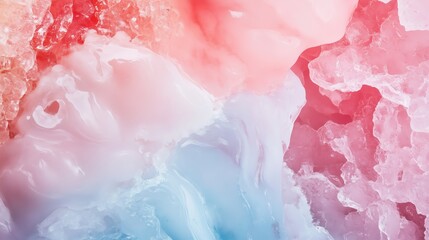 Poster - colorful ice textures blend together in a stunning display of pink and blue hues close-up