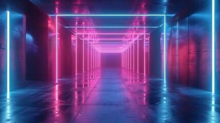 Poster - Cyber Reality in Neon Blues and Pinks lights.