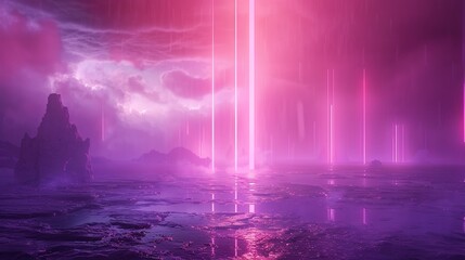 Poster - Cyber Reality in Neon Blues and Pinks lights.