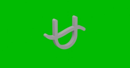 Poster - Animation of rotation of a white zodiac ophiuchus symbol with shadow. Simple and complex rotation. Seamless looped 4k animation on green chroma key background