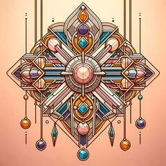 Poster - Geometric Jewelry A illustration of an Art Deco necklace or broo