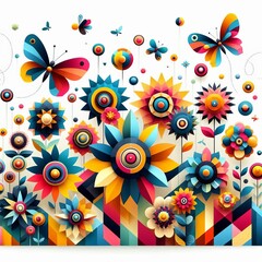 Poster - geometric flowers