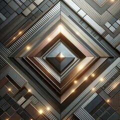 Poster - geometric pattern with metallic texture and glowing lines a geom