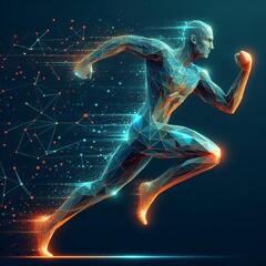 Poster - geometric running figure a figure running represented with dynam
