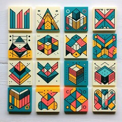 Poster - geometric shapes sticky notes – notes with geometric patterns