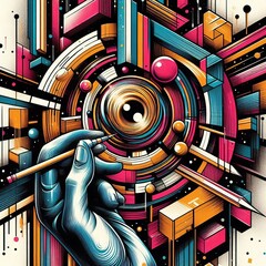 Poster - graffiti style bold lines and spray paint textures technique mix