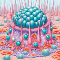Poster - hair bulb cell show the dermal papilla and matrix cells