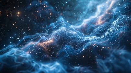 Poster - Abstract background with digital lightning and particles.
