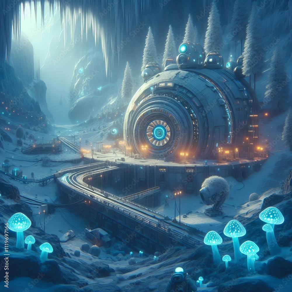 Ice Moon Research Facility Subterranean labs carved into the ice Stock ...