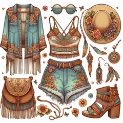 Poster - illustration name boho chic outfit
