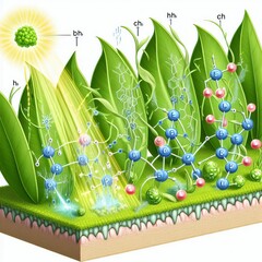 Poster - Illustration of photons being absorbed by chlorophyll molecules