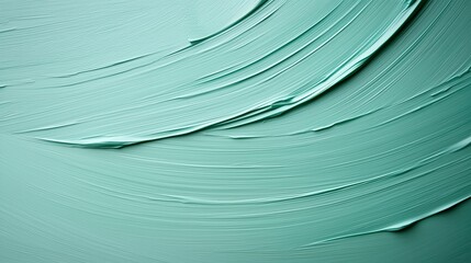 Poster - gentle brush strokes of teal paint create a serene texture on canvas in a well-lit studio environmen