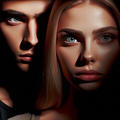 Poster - jealousy a pair of eyes watching someone from the shadows