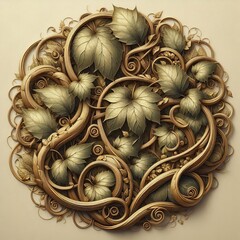 Aufkleber - leafy vines interwoven vines and leaves ideal for vineyards or b