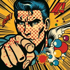 Poster - Lichtenstein s Dots A retro illustration of a comic book style i