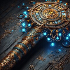 Aufkleber - magic staff a detailed magic staff with glowing runes