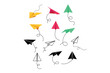 © Solaiman77 - Hand drawn paper planes vector art crafted for imaginative educators, Joyful hand drawn colorful planes vector suitable for children’s projects, airplanes, paper, flight, origami, aviation, toys