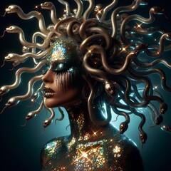 Poster - Medusa with Reflective Snakes Medusa with snakes for hair that r