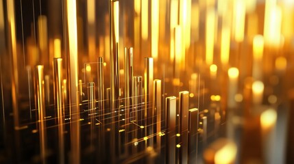 Fototapete - Dynamic golden light abstract digital art modern environment engaging viewpoint depth concept