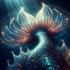 Poster - Mermaid Tail with Smooth Scaly Texture and Glowing Patterns A me