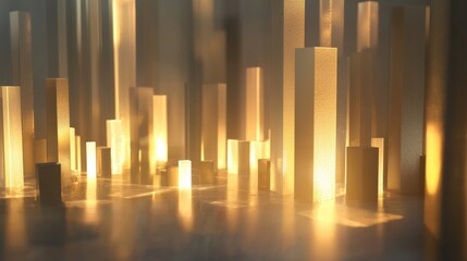 Fototapete - Illuminated abstract cityscape digital art rendering futuristic environment aerial view