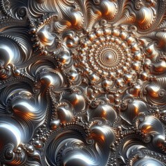 Poster - Metallic Fractal A fractal pattern rendered in metallic paint it