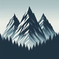Poster - mountain peaks three sharp triangles in varying shades of gray
