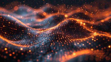 Poster - Abstract digital wave of particles. Futuristic point wave. Technology background.
