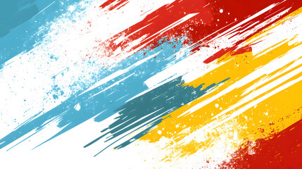 Aufkleber - A vibrant abstract design featuring bold brush strokes in blue, red, yellow, and white, creating a dynamic and energetic visual impact