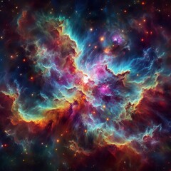 Poster - Nebula Wonderland A colorful nebula with intricate patterns rese